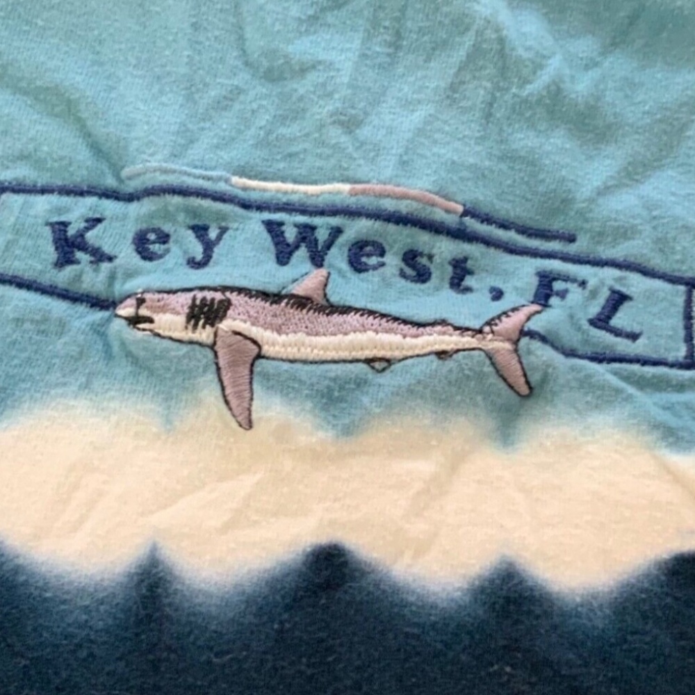 Boy Shark Tye Dye Shirt Size M 10 12 Surfer Blue White Key West Tie Dye